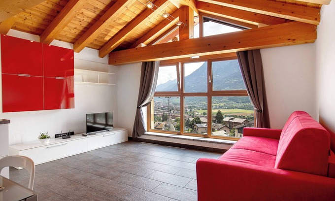 Montan-Angelin-Arensod Apartamento | Apartamento 'La Maison De Carletto' con vistas a la montaña, balcón y Wi-Fi