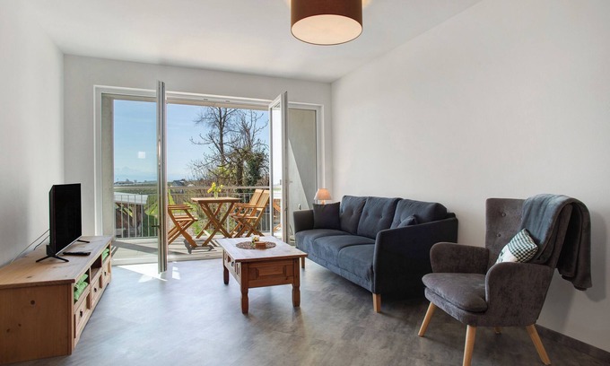 Waggershausen Apartamento | Apartamento 'Landglück Hof' con vistas al lago, jardín compartido y Wi-Fi