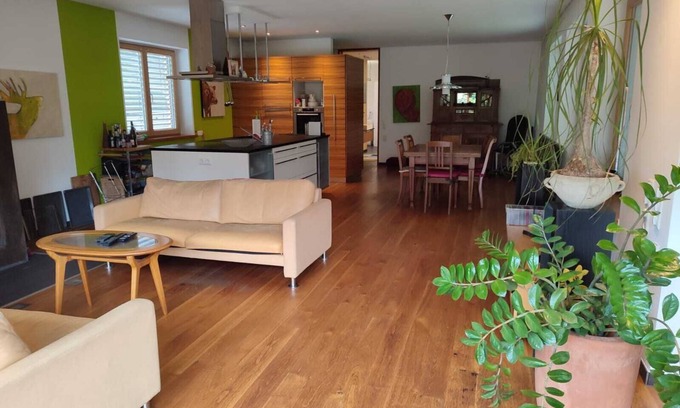 Lustenau Apartamento | Apartamento 'Loft Mit Kamin Und Whirlpool' con terraza privada, jardín privado y Wi-Fi