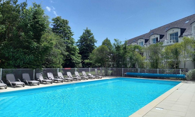 Fouesnant Apartamento | Apartamento T3 Residencia con piscina 150 m Beg-Meil Fouesnant beach