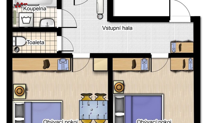 Karlovy Vary Apartamento | Apartamento de 2 habitaciones, cocina y baño.