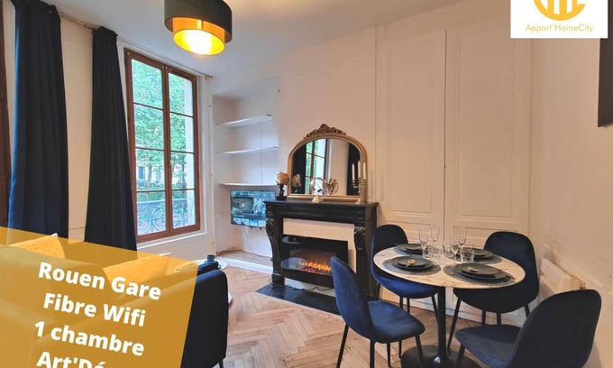 Quartier Vieux Marche-Cathedrale Apartamento | ★ Appart'HomeCity | Rouen Marne 1850 ★ 1 Bedroom ★ Fiber Wifi ★ Art'Deco