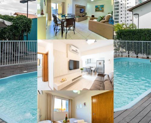 Barra Velha Apartamento | Apto em Barra Velha 340m da PRAIA com SACADA com CHURRASQUEIRA, AR CONDICIONADO WI-FI, PISCINA, PORTARIA 24h, ACADEMIA MINI MERCADO e vaga de GARAGEM