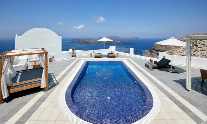 Santorini Villa | Artemis Villa w/ Heated Pool, Hot Tub & Caldera View