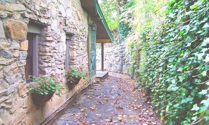 Asheville Casa | Asheville Stone and Log Cottage, cerca del centro de la bañera de hidromasaje Quarter-Acre, cercada, cerrada