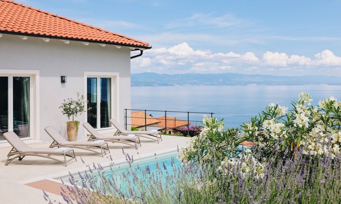 Medveja Villa | Astonishing Medveja Villa | 4 Bedrooms | Villa Medveja Retreat | Panoramic Views of Kvarner Bay & Private Pool | Medveja