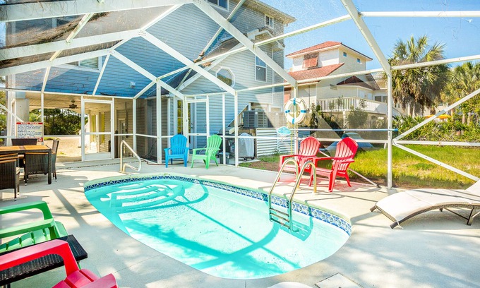 Plantation Casa | Beach Across the Street! Dog-Friendly Home w/ Private Pool, AC, WiFi & Games!