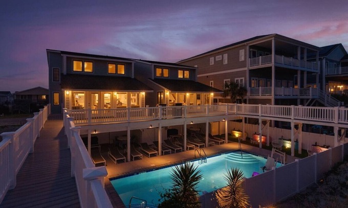 Ocean Isle Beach Casa | Beachfront, Heated POOL, Golf Cart & EV Charging