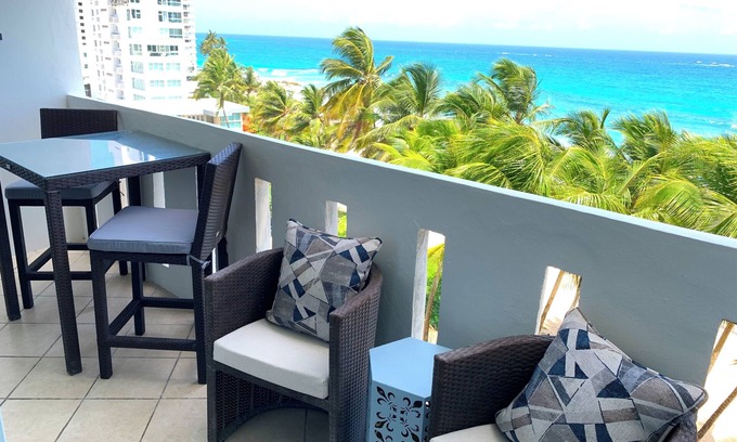 San Juan Apartamento | Beachfront Oceanview 2-suite condo with balcony, AC, WiFi, Pool, Fitness Room