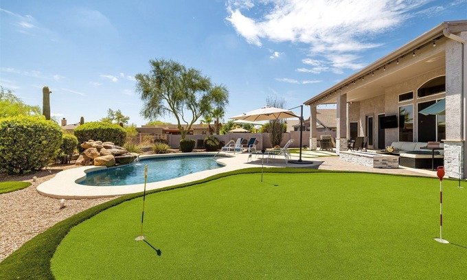 Desert View Village Casa | Beautiful Cave Creek Hm w/ Hot Tub, Pool, Putting Grn, 4 bedrooms