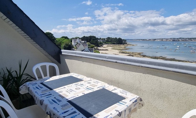 Concarneau Apartamento | hermosa vista al mar duplex en Cabellou - balcón