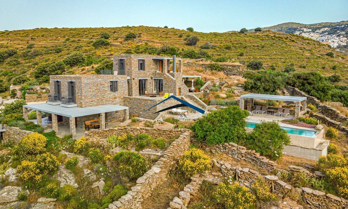Kea Villa | Beautiful eco-friendly "Agrikea" with a swimming pool, sea and sunset view