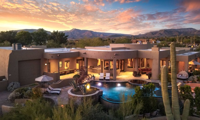 Cave Creek Casa | Beautiful Mountain View home w/ Infinity Pool, Spa, 3 Fireplaces and more.