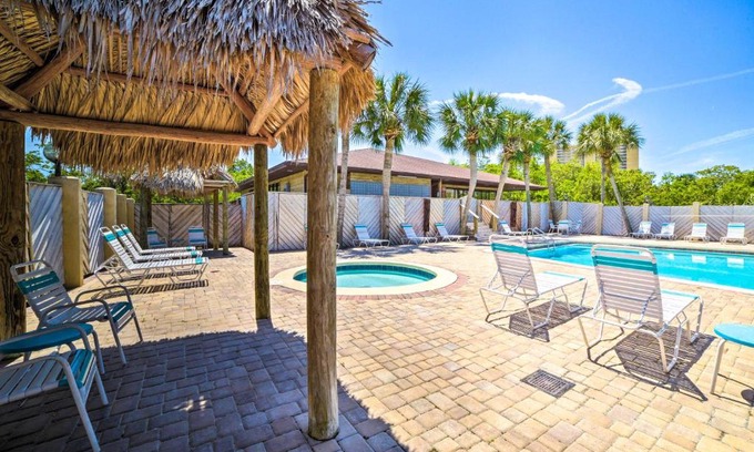 West Panama City Beach Casa | Beautiful PCB Townhome Balcony and Resort Amenities