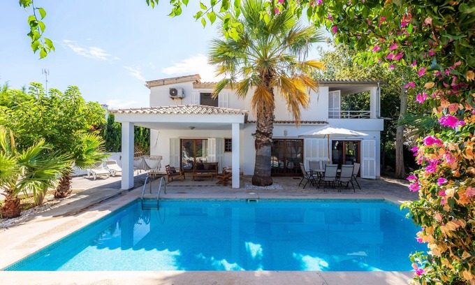 Can Picafort Casa | Preciosa villa "Beach Palmitos" con Wi-Fi, balcón, jardín, terrazas y piscina