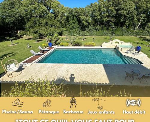 Grans Casa | Belle villa provençale et dépendances dans un domaine de 2 Ha piscine, sauna, balnéo