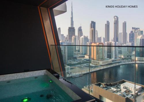 Business Bay Casa | Binghatti canal with private jacuzzi burj khalifa view kings