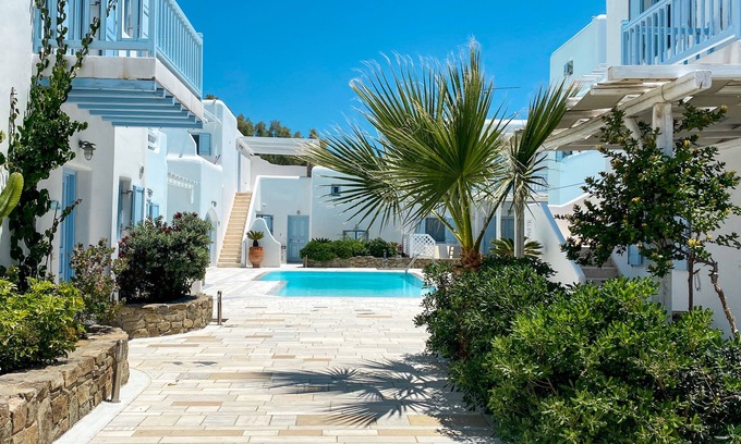 Ornos Casa | BLUE DAISY House en Sandy Ornos Beach, isla de Mykonos, para todas las edades ..