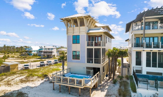 Cape San Blas Casa | Book Now for Fall! Gulf Front! Gorgeous Views! Swim Spa! Steps to Beach!
