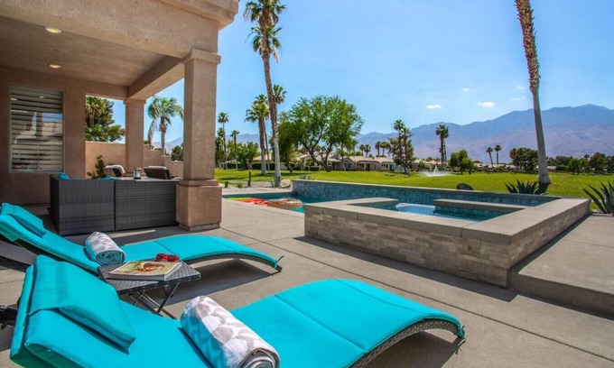 Palm Springs Casa | Bright Home w/Private Pool Overlooking Golf Course