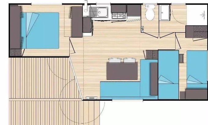 Saint-Maurice-d'Ibie Casa | Camping Le Sous Bois *** - Mobile home O'Hara 3 rooms 6 people