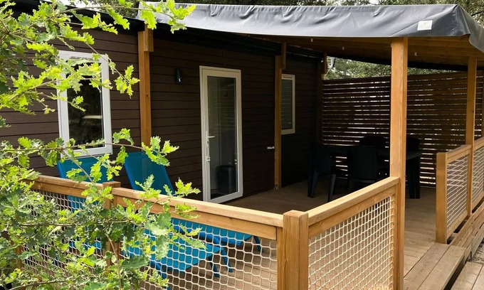 Bollene Casa | Campsite La Simioune in Provence *** - MH PREMIUM MONTSEREIN Air-conditioned - view on forest- 2 bedrooms+ dishwasher +TV (2 adults+2children) 2 to 4 people - 2 pers. i