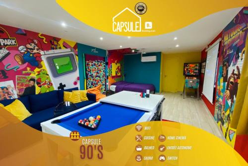 Cuesmes Apartamento | Capsule 90's - Balnéo - Sauna - Flipper - Billard - Netflix - Nintendo Switch & Jeux -