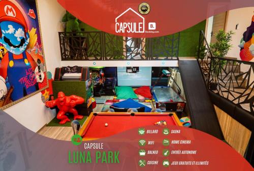 Valenciennes Apartamento | Capsule Luna Park - Jacuzzi - Sauna - Jeux & Arcades - Billard - Netflix & Home cinéma -