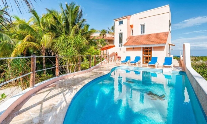 Akumal Villa | Linda casa frente al mar a 5 minutos de la playa ¦AC, Wifi, piscina