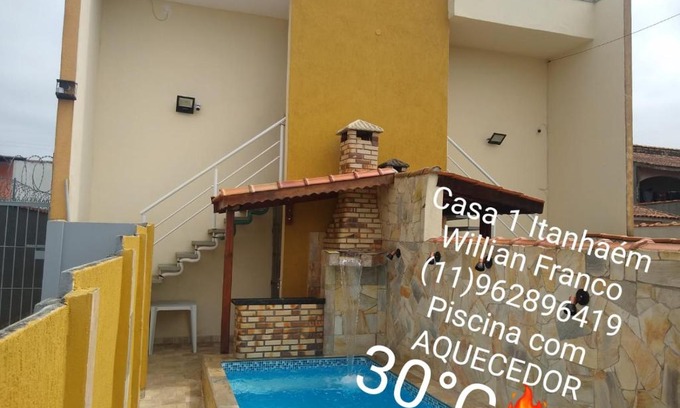 Tupy Casa | Casa inteira ITANHAÉM Piscina AQUECIDA, Churrasqueira e Wi-fi
