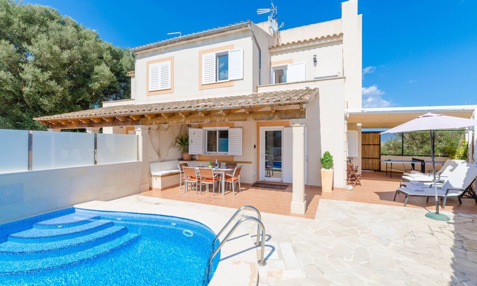 Portocolom Villa | CASA LENA - Hermoso chalet con piscina privada cerca del mar. WiFi Gratis