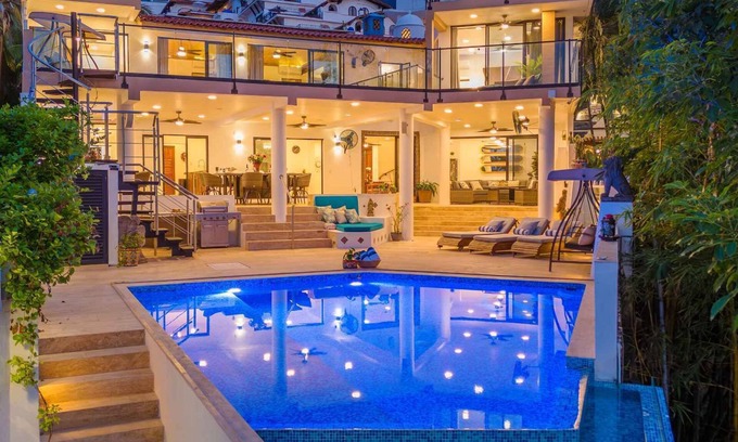 Colonia 5 de Diciembre Villa | CASA MORADA - PUERTO VALLARTA,MX Beachfront-11 BEDROOMS/16,000 SFT/ 20 + GUEST