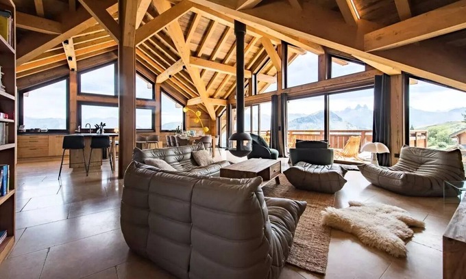 La Toussuire Chalet De Esquí | Chalet auf den Pisten mit Sauna und Aiguilles d'Arves Blick