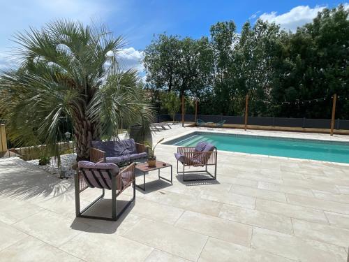 Lieuran-les-Beziers Casa | Chambre indépendante 25 m2 au calme avec piscine et terrain de pétanque