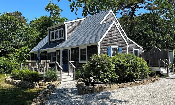 Edgartown Cabaña | Chappy Cottage designed for the vacationer. Patio, outdoor shower, grill