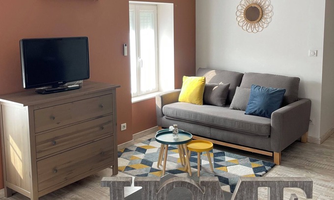 Saint-Just-la-Pendue Apartamento | Charming apartment .. in visible stones bright cozy modern in the countryside