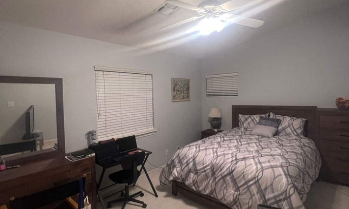 Lancaster Casa | Charming bedroom in a welcoming Palmdale home with AC, WiFi