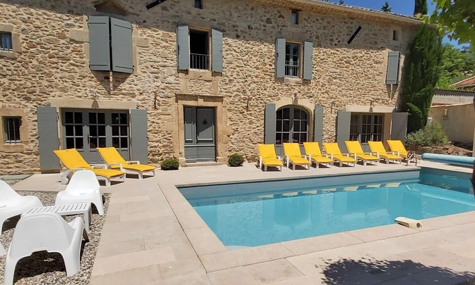 Barjac Otro | Casa con encanto, aire acondicionado, piscina climatizada, región de Uzès