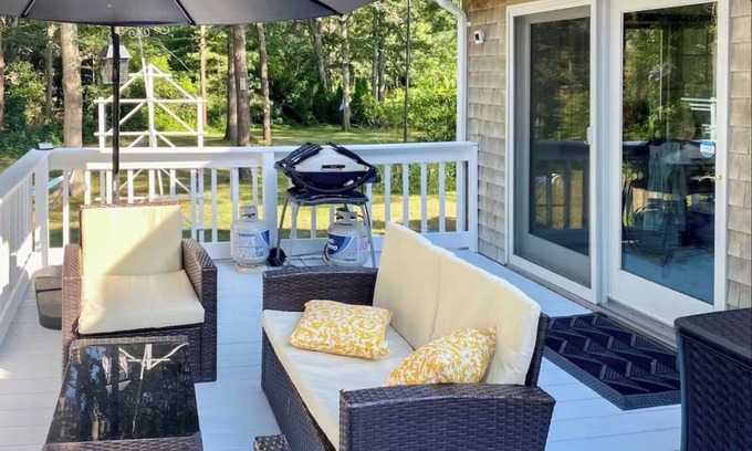 Brewster Casa | Charming home near Cape Cod Rail Trail offers comfort, convenience, and classic New England appeal.
