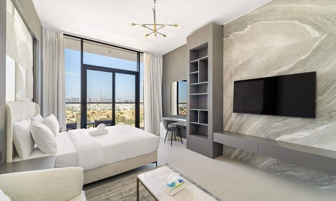 Dubai Apartamento | Charming new studio with pool and gym in Al Furjan