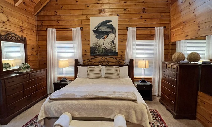 Lake Lure Cabina | Charming Rustic Serene 3 Sty Log Cabin on lake with a private indoor heated pool