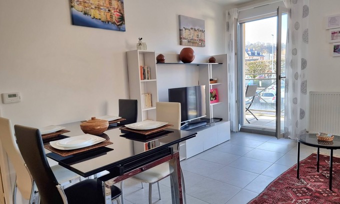 Honfleur Condominio | Chez Lou et Dan, apartamento 4P con balcón, ascensor y estacionamiento segu
