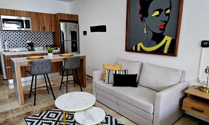 Tohoku Apartamento | Chic Upper-Floor Condo with Rooftop Ocean Views Steps from Mamitas Beach 5th Ave