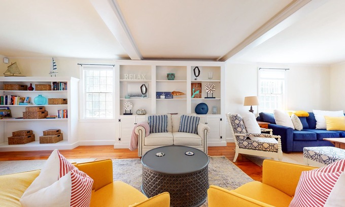 South Orleans Casa | Classic Cape Cod home near beaches with yard, patio & outdoor fireplace