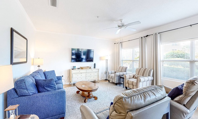 Frangista Beach Condominio | Comfortable ground floor condo with pool & hot tub access, W/D, WiFi, and AC