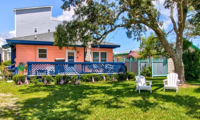 Wilmington Beach Villa | Drinks on deck, 5 minute walk to the beach, Pets Welcome! Sleeps 6