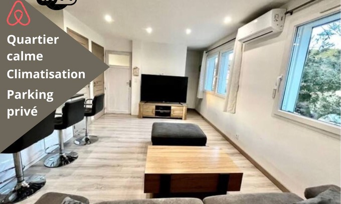 Saint-Chamas Apartamento | Cosy apartment, 100 m from beaches, quiet area with outside, air conditioning, wifi & parking