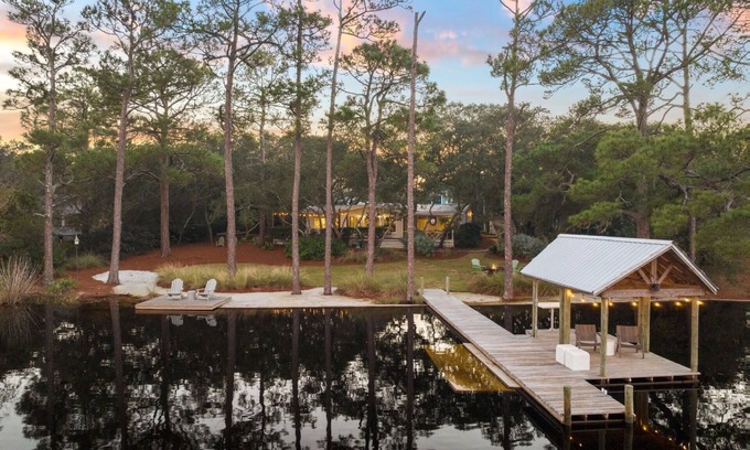 Grayton Beach Casa | Cottage-Style Home in the Heart of Grayton Beach! Private Dock! Walk to the Beach! 2 Adult Bikes!