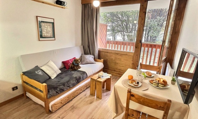 Val-d'Isere Apartamento | Estudio acogedor para 2 en Val-d'Isère, cerca del centro y pistas, acepta mascotas