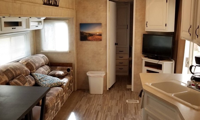 Benzonia Casa | Crystal Camper - Large Two Bedroom Spacious RV w/Wooded Trail